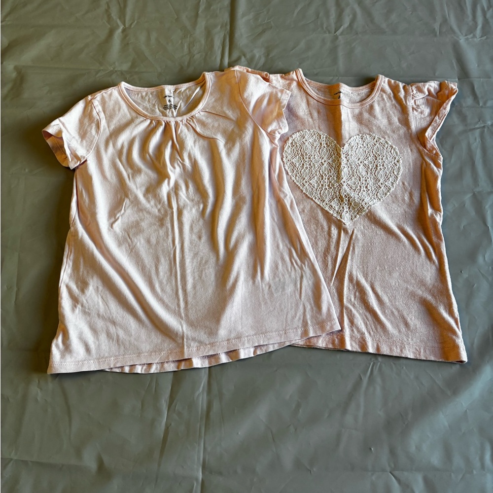 Carter’s Girls T-shirt Bundle Lot Of 2 Short Sleeve Pink Size 6